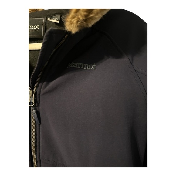 Marmot Womens Navy Blue Furlong Faux Fur Hooded Jacket, Small - Picture 3 of 10